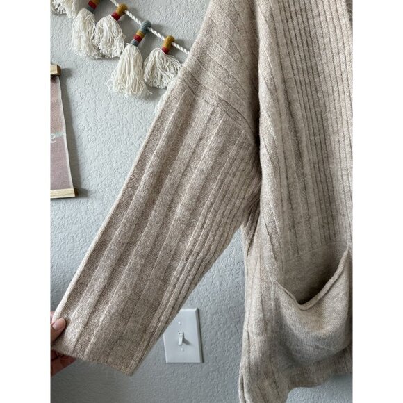 Topshop Ribbed Knit Oversized Open Front Longline Cardigan Cozy Neutral Boho 10 - Picture 3 of 9